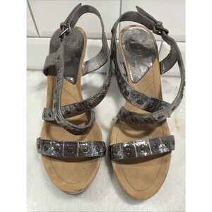 Nine West Metallic Silver Studded Strappy Heeled Sandal W9